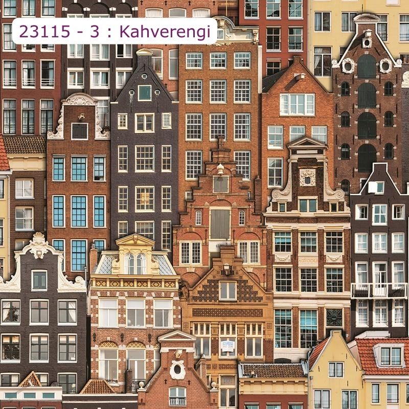 23115 Serisi | Modern Amsterdam Evleri Desen Duvar Kağıdı