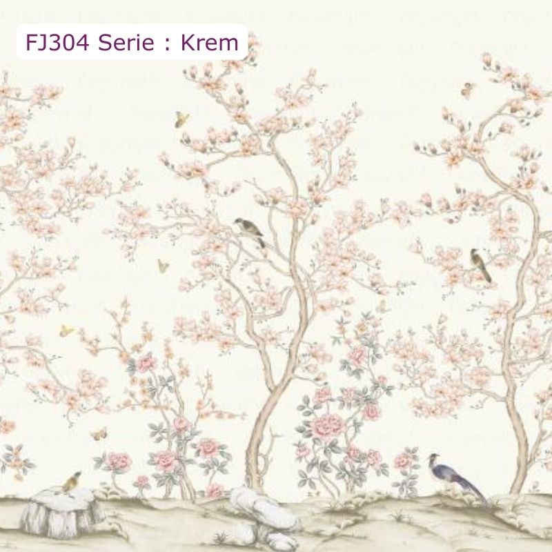 FJ304 Serisi | Çiçek ve Kuş Desenli Poster Duvar Kağıdı