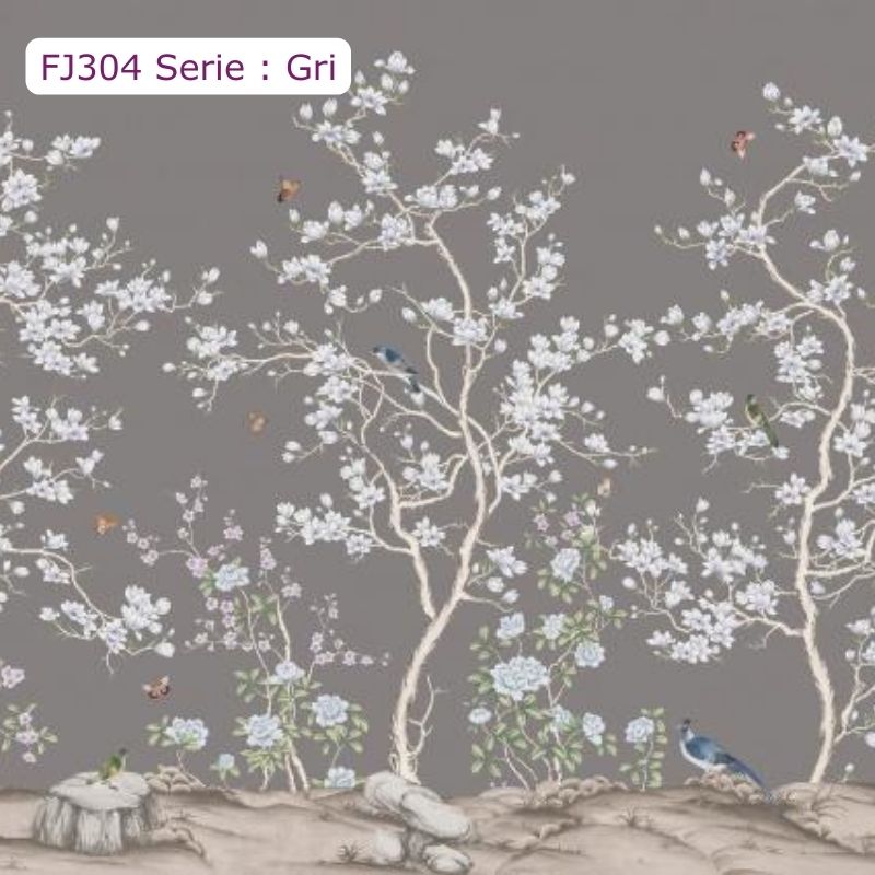 FJ304 Serisi | Çiçek ve Kuş Desenli Poster Duvar Kağıdı