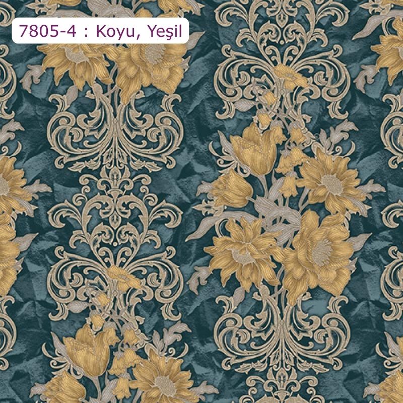 7805 Serie | Çiçek detaylı Rokoko damask deseni duvar kağıdı