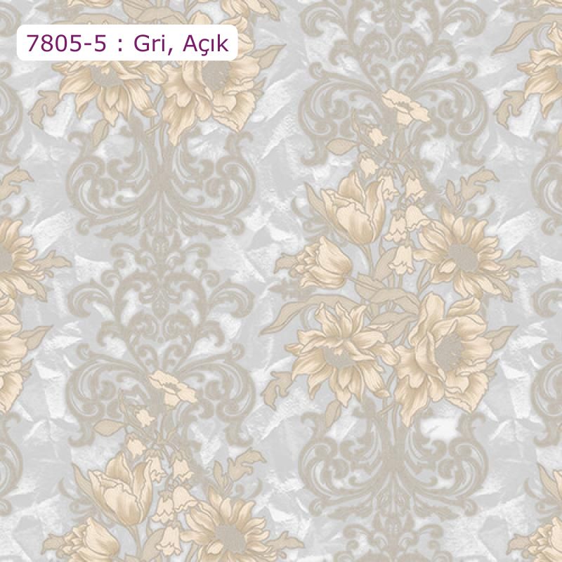 7805 Serie | Çiçek detaylı Rokoko damask deseni duvar kağıdı