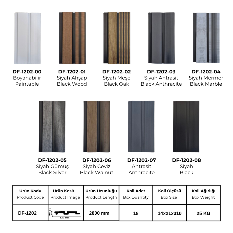Decofloor Siyah Gümüş Lambri (DF-1202-05)